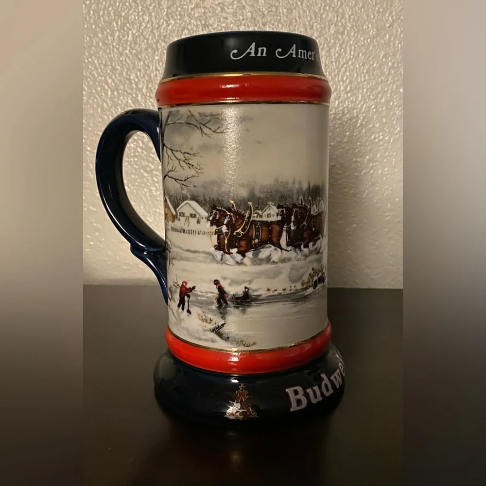 Budweiser 1990 Collector Beer Stein An American Tradition Clydesdales Tankard